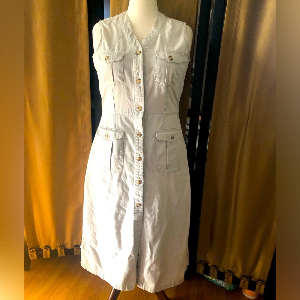 Merona Sleeveless Button Down Denim Dress Cream Color